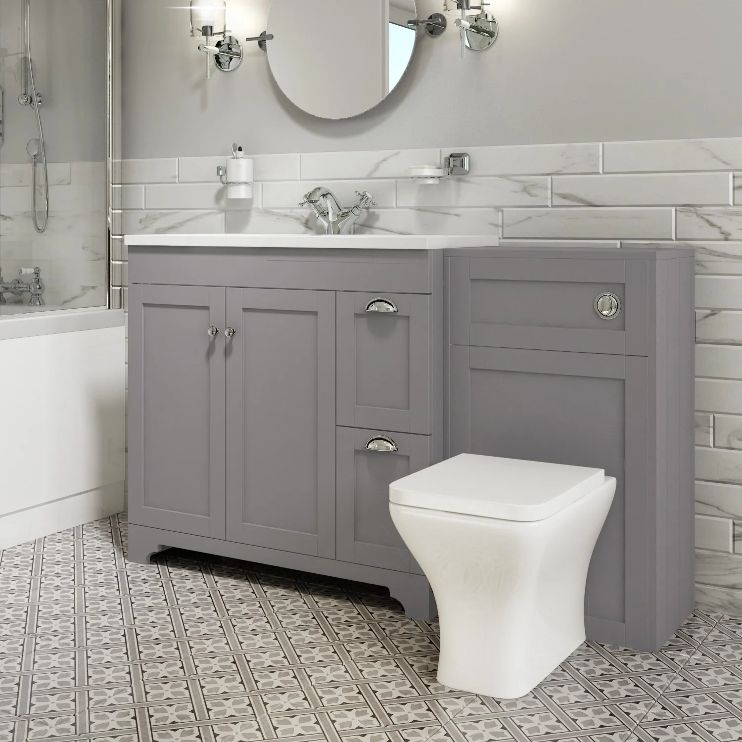 Bathroom furniture in Birmingham, featuring combination units for storage and style