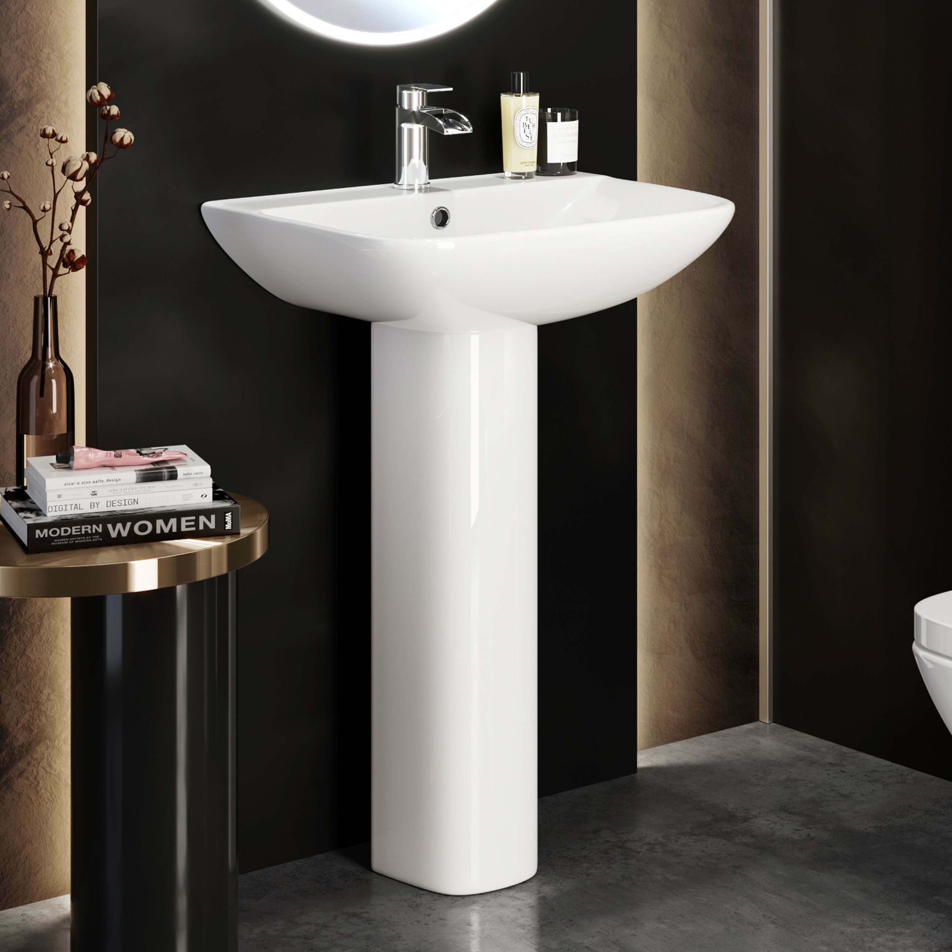 Classic pedestal basins in Birmingham, combining timeless design with practicality, perfect for any bathroom looking for a sophisticated touch.