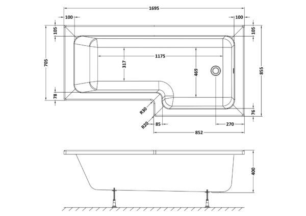 wbs1785r_baths_v3_ld Right Hand Square Shower Bath