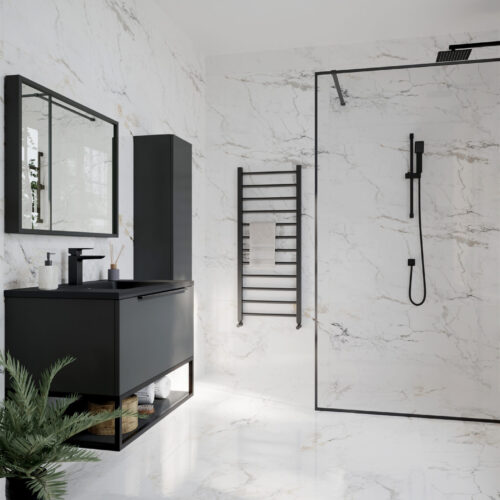 Matte Black Minos Framed Glass Panel