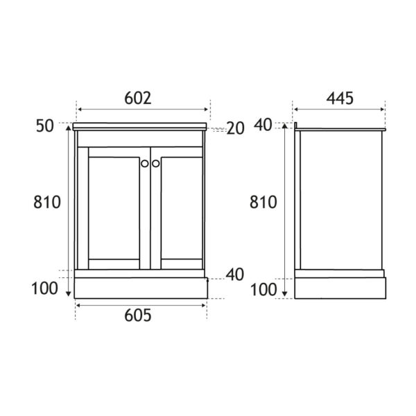 36.0010_1 White Hardwick Left Hand (LH) 2 Door Corner Cabinet Basin Unit