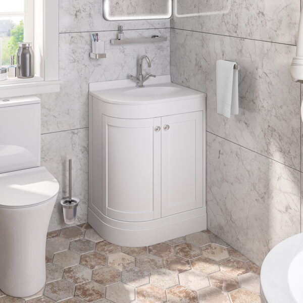 36.0014_0 White Hardwick Right Hand 2 Door Corner Cabinet Basin Unit