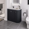 Black Hardwick Left Hand 3 Door Corner Cabinet Basin Unit