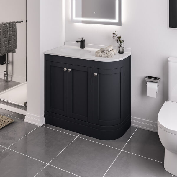 36.0016_0 Black Hardwick Left Hand 3 Door Corner Cabinet Basin Unit