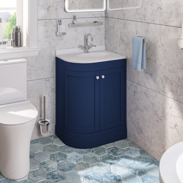36.0065_0 Blue Hardwick Right Hand 2 Door Corner Cabinet Basin Unit
