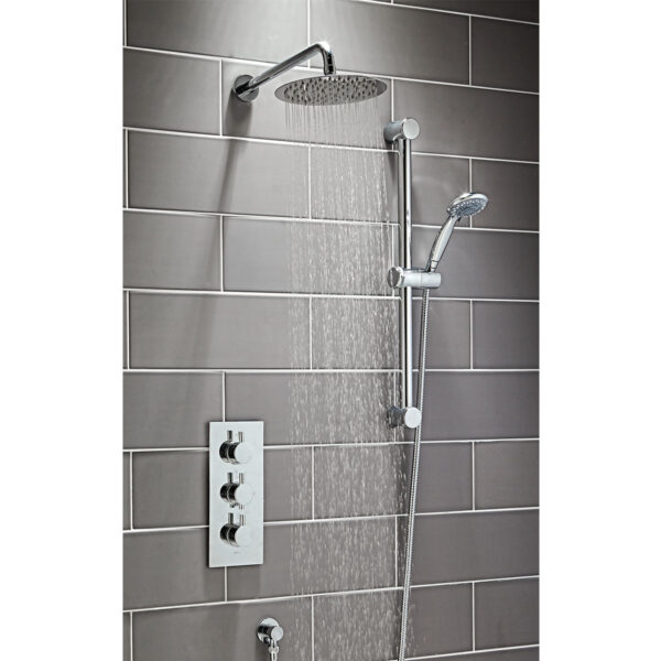 CONCEALED008-1 Chrome Triple Square Handle, 3 Outlet Concealed Valve with Diverter