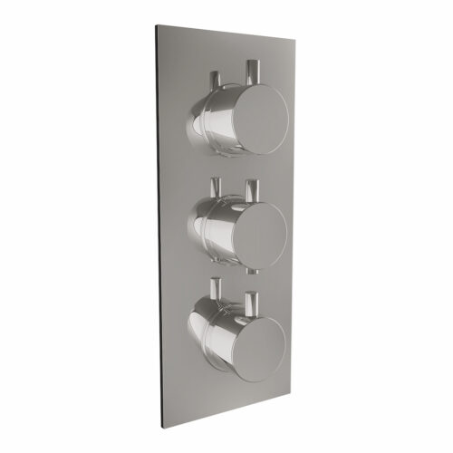 Chrome Triple Oval Handle, 3 Outlet Concealed Valve With Diverter