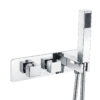 Chrome Square Handle, 2 Outlet Concealed Valve with Diverter