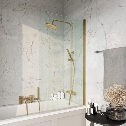 Brushed Brass Radius Bath Screen