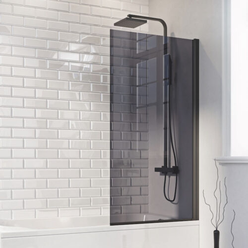 Black Mono Square Edge Bath Screen