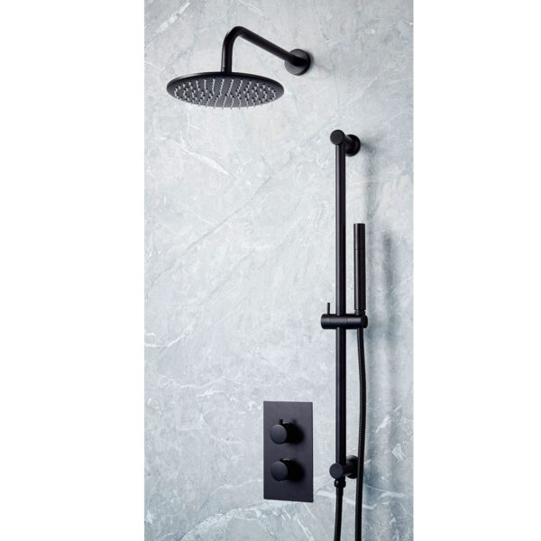 NU-023_institu Core Black Round Handle, Handset & Mounting Bracket