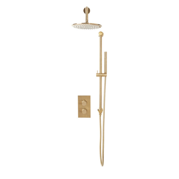 NU-024_CUTOUT Core Brushed Brass Round Handle, Handset & Mounting Bracket