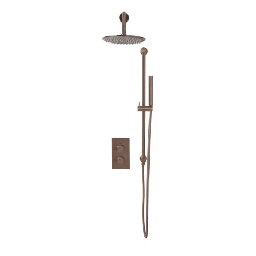 Core Brushed Bronze Round Handle, Handset & Mounting Bracket