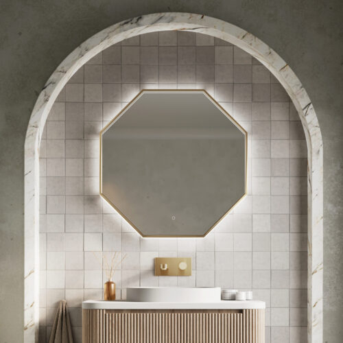 Passa Octagonal Mirror Brushed Brass