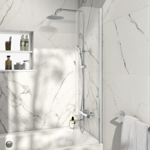Chrome Fixed Radius Bath Screen