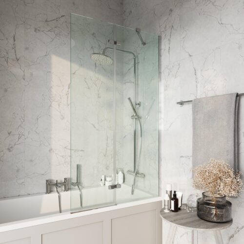 Chrome Square Pivot Bath Screen