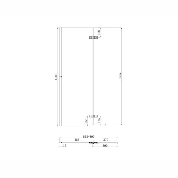 Model Chrome Square Pivot Bath Screen