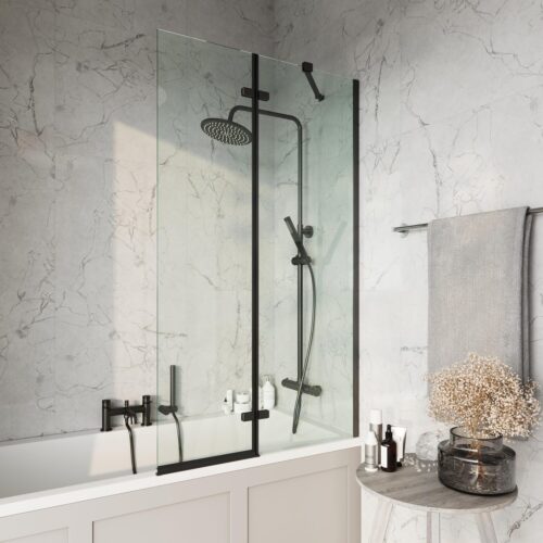 Modern bath screens in Birmingham, designed to prevent splashes and add a sleek, functional element to any bathroom with a shower-bath combination.