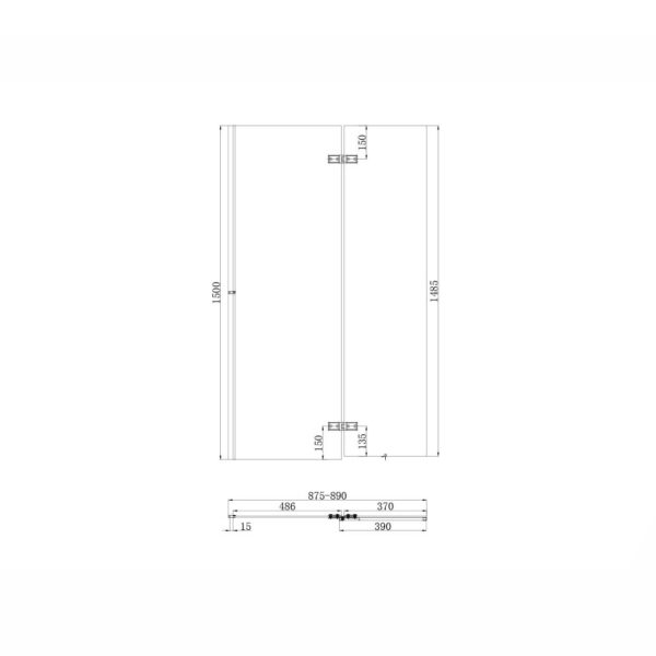 Model Black Square Pivot Bath Screen
