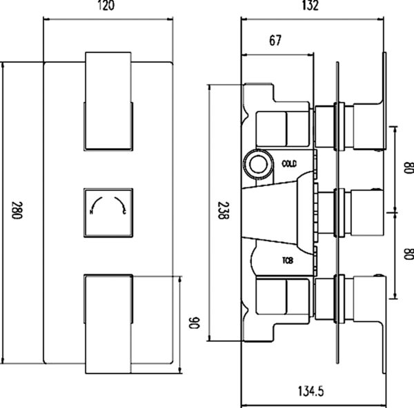 Chrome Art Triple Thermostatic Shower Valve - Image 2