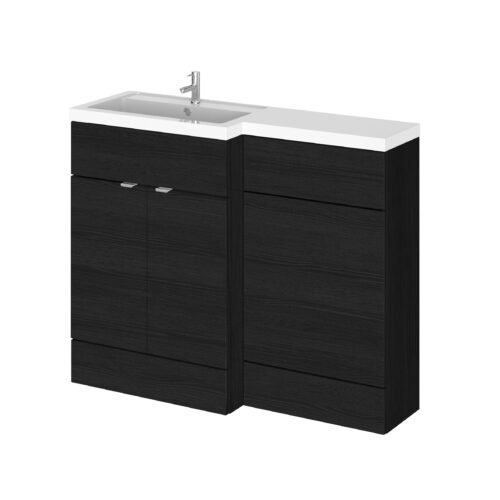 Black Fusion Floor Standing 2 Door Vanity Basin & WC Left Hand Combination
