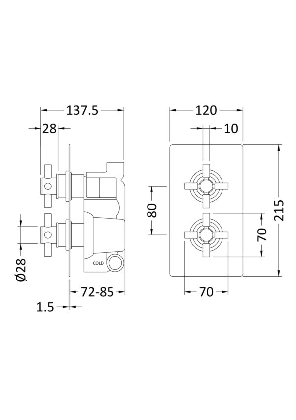 kri3207_showers_v3_ld Chrome Tec Crosshead Twin Thermostatic Shower Valve With Diverter