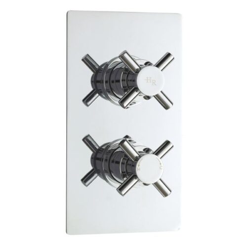 Chrome Tec Crosshead Twin Thermostatic Shower Valve With Diverter