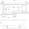 Left Hand Square Shower Bath