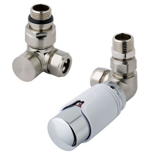 Corner TRV & lockshield valve Brushed Nickel