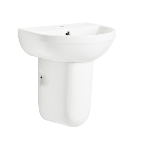 White debut ceramic semi pedestal bathroom sink