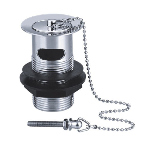 Chrome Basin Waste with Ball Chain & Solid Plug