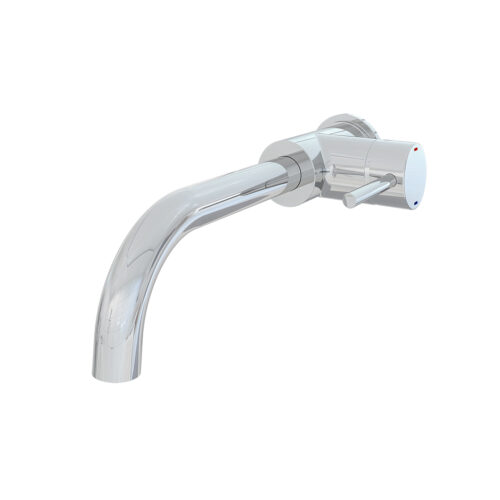Chrome Meriden Wall Mounted Single Lever Curved Spout Basin Mixer Tap