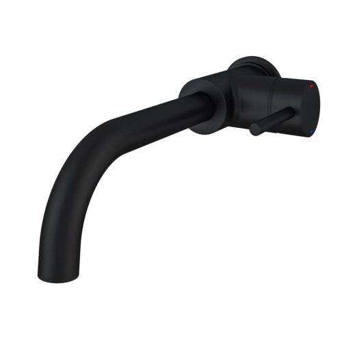 Black Meriden Wall Mounted Single Lever Curved Spout Basin Mixer Tap