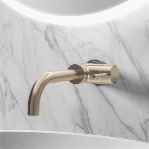 Brass Meriden Wall Mounted Single Lever Curved Spout Basin Mixer Tap