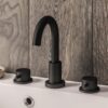 Black Meriden 3 Tap Hole Basin Mixer Tap Set Brushed