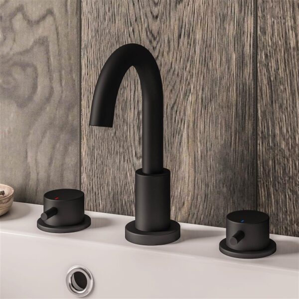 98.2035_0 Black Meriden 3 Tap Hole Basin Mixer Tap Set Brushed