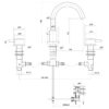Black Meriden 3 Tap Hole Basin Mixer Tap Set Brushed