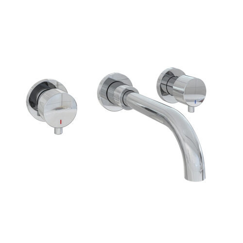 Chrome Meriden 3 Tap Hole Wall Mounted Basin Tap Set