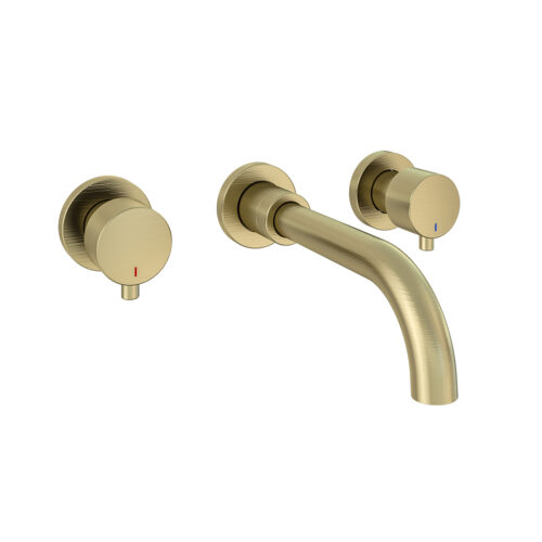 Brass Meriden 3 Tap Hole Wall Mounted Basin Tap Set