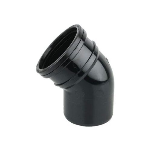 Wavin OsmaSoil 110mm Ringseal Single Socket Bend 45 Degree Black