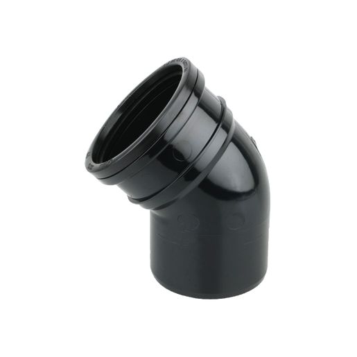 Wavin OsmaSoil 110mm Ringseal Single Socket Bend 45 Degree Black