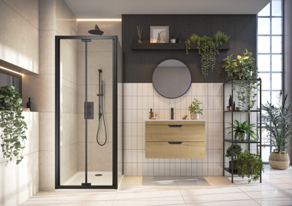 Black Bifold Semi Frameless Door