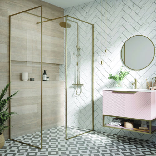 Brushed Brass Minos Framed Glass Panel