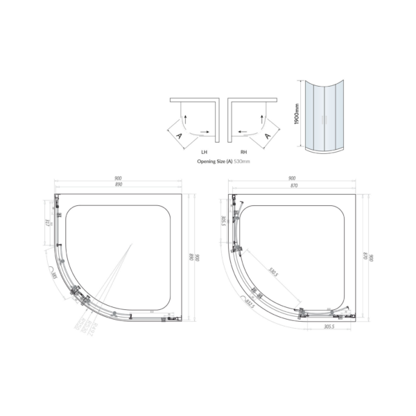 S6-BBGLASS002_LINEDRAWING_001-2048x2048 Brushed Brass Double Door Quadrant