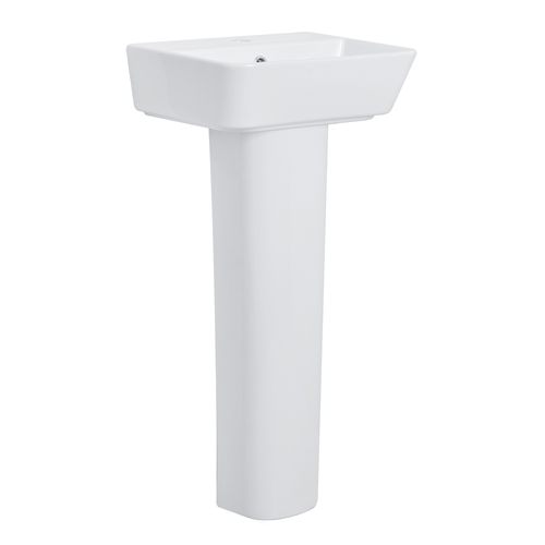 White sky/serenity ceramic square bathroom sink