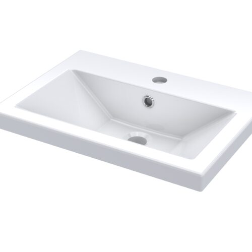 White Furniture Thin-Edge Ceramic Basin 1 Tap Hole