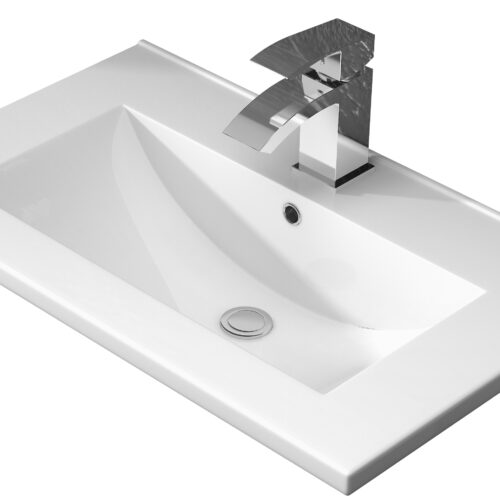 White Minimalist Slimline Ceramic 1 Tap Hole Basin