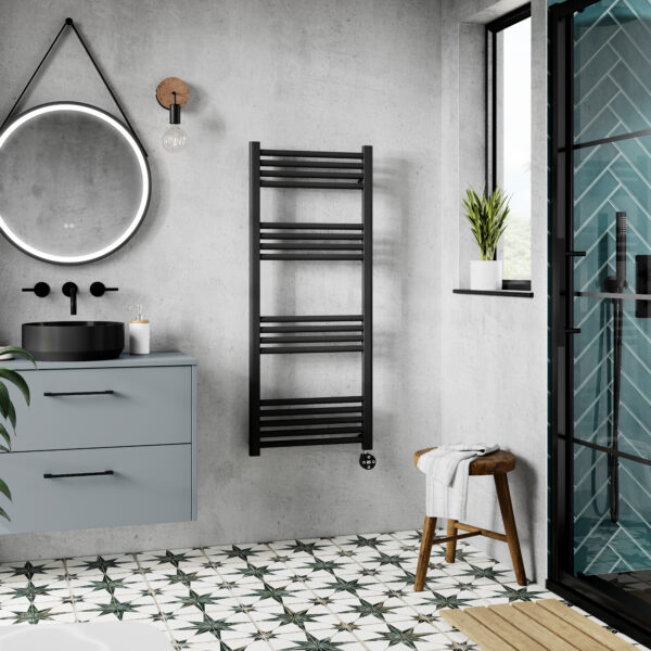 mty460_heating_v1_ls Black Electric Round Towel Rail