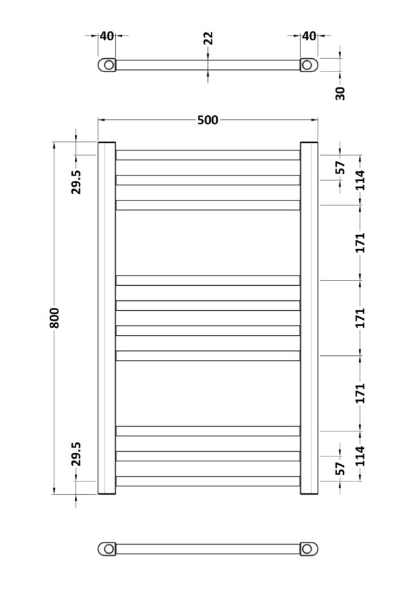 mty803_heating_v2_ld Brass Lorica Straight Towel Radiator with Round Rails