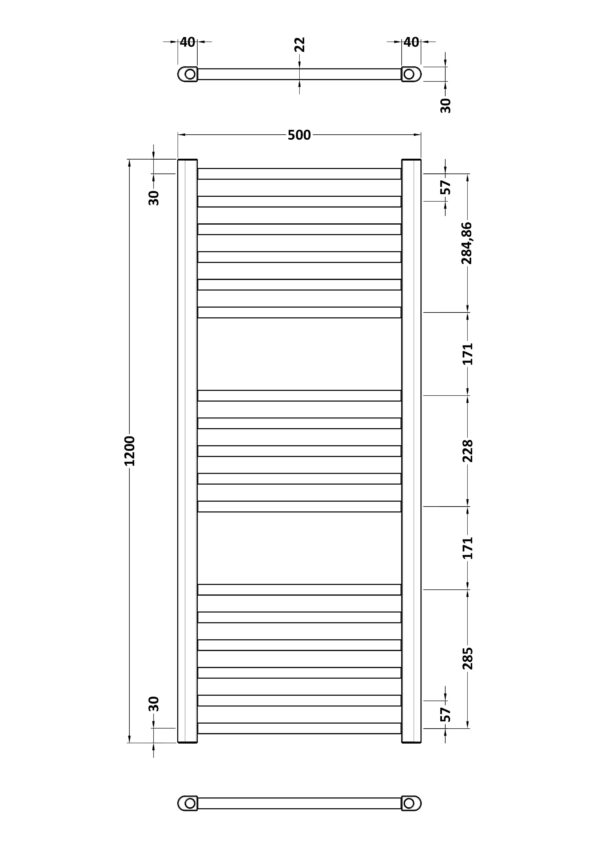 mty805_heating_v2_ld Brass Lorica Straight Towel Radiator with Round Rails